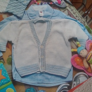 Kötött fehér alkalmi kisfiú kardigán -  - Meska.hu