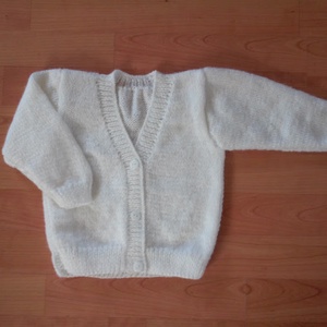 Kötött fehér alkalmi kisfiú kardigán -  - Meska.hu