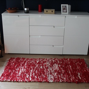 Natúr-piros modern rongyszőnyeg NSZ-01 - otthon & életmód - lakástextil - szőnyeg - szövött szőnyeg - Meska.hu
