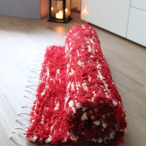 Natúr-piros modern rongyszőnyeg NSZ-01 - otthon & életmód - lakástextil - szőnyeg - szövött szőnyeg - Meska.hu