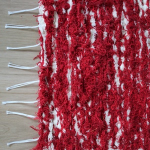 Natúr-piros modern rongyszőnyeg NSZ-01 - otthon & életmód - lakástextil - szőnyeg - szövött szőnyeg - Meska.hu