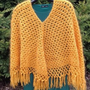 Sárga pelerin, poncsó - esküvő - kiegészítők - bolero és válltakaró - Meska.hu