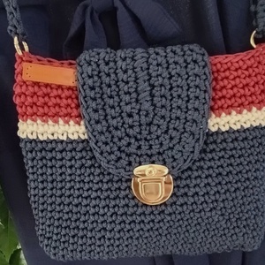 Kék-bordó horgolt  táska  - táska & tok - kézitáska & válltáska - válltáska - Meska.hu