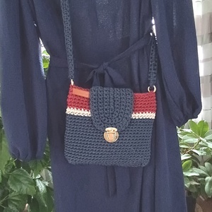 Kék-bordó horgolt  táska , Táska & Tok, Kézitáska & válltáska, Válltáska, Varrás, MESKA