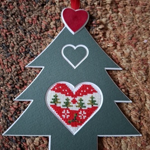 Keresztszemes karácsonyi kicsi dísz - karácsony - adventi díszek - adventi ajtódísz - Meska.hu