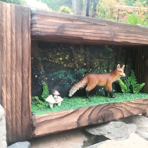 Rókás falikép, shadowbox, roombox - otthon & életmód - dekoráció - kép & falikép - 3d képek - Meska.hu