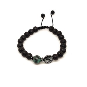 Bazalt életfa karkötő Afrikai Türkiz gyönggyel 8 mm, Ékszer, Karkötő, Ásványkarkötő, , MESKA