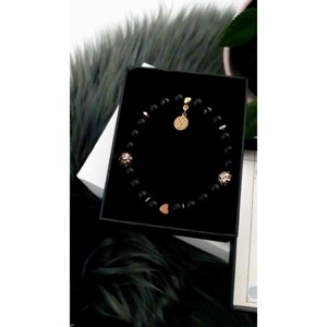 Gyönyörű YVONNE DESIGN black&rosegold karkötő, Ékszer, Karkötő, Ásványkarkötő, , MESKA