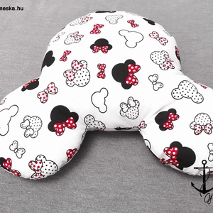 Minnie, Mickey egér fej formájú és mintás puha párna 100% ÖKO-pamutból - PIROS masnis - játék & sport - plüssállat & játékfigura - egér - Meska.hu