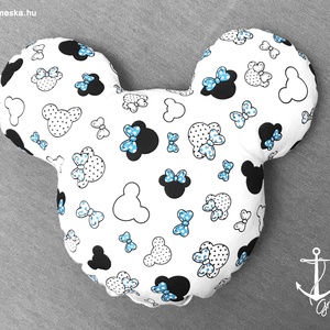 Minnie, Mickey egér fej formájú és mintás puha párna 100% ÖKO-pamutból - PIROS masnis - játék & sport - plüssállat & játékfigura - egér - Meska.hu