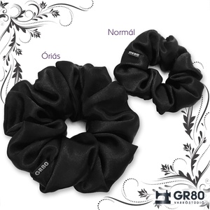 Fekete szaténselyem hajgumi scrunchie - ruha & divat - hajdísz & hajcsat - hajgumi - Meska.hu
