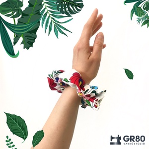 Kalocsai mintás 100% pamut hajgumi, scrunchie - ruha & divat - hajdísz & hajcsat - hajgumi - Meska.hu