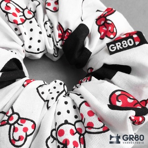 Minnie/Mickey egeres, piros masnis 100% pamut hajgumi. Textil scrunchie - ruha & divat - hajdísz & hajcsat - hajgumi - Meska.hu