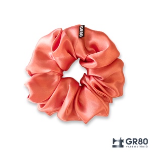 Korall szaténselyem hajgumi scrunchie - Meska.hu