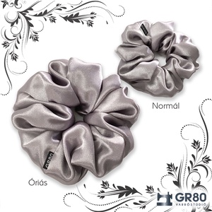 Ezüst selyem hajgumi (scrunchie) kiváló minőségű szaténból. Normál vagy óriás XXL méretben választható - ruha & divat - hajdísz & hajcsat - hajgumi - Meska.hu