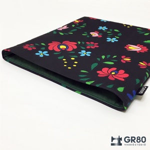 Univerzális könyvtok, tabletvédő. Kalocsai, FEKETE - táska & tok - ebook & tablet tok - Meska.hu