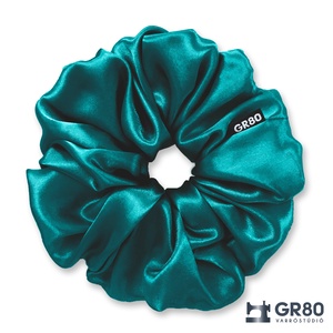 Petrol színű szaténselyem hajgumi scrunchie - ruha & divat - hajdísz & hajcsat - hajgumi - Meska.hu