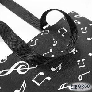 HANGJEGY mintás erős tote bag, zenés vászontáska - táska & tok - bevásárlás & shopper táska - shopper, textiltáska, szatyor - Meska.hu
