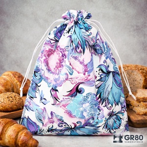 Nagy kenyeres zsák PUL béléssel - Türkiz virágos, Táska & Tok, Bevásárlás & Shopper táska, Kenyeres zsák, Varrás, MESKA