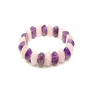 Ametiszt és rózsakvarc felezett korong ásvány karkötő 22�9mm - Meska.hu