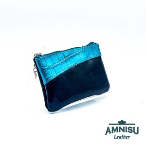 Fekete lakk - türkizkék lakk krokkómintás ívelt egy cipzáras kulcstartó C8002-6020, , , MESKA