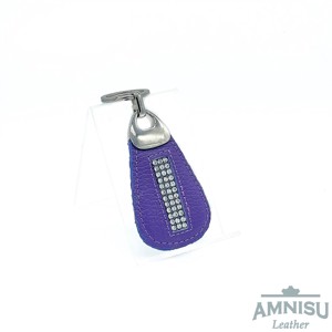Lila csepp alakú swarovski köves bőr kulcstartó H4023 - Meska.hu