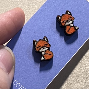 Rókás bedugós fülbevaló � vidám, ünnepi fa ékszer - ékszer - fülbevaló - pötty fülbevaló - Meska.hu