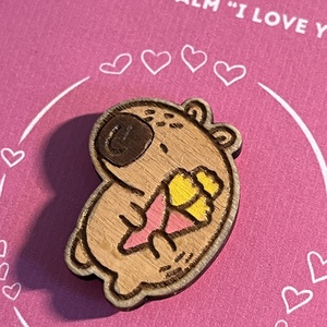 Fa capíbara virágcsokorral hűtőmágnes - otthon & életmód - konyhafelszerelés, tálalás - konyhai dekoráció - hűtőmágnes - Meska.hu