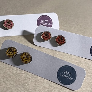 Rózsás bedugós fa fülbevaló - esküvő - ékszer - fülbevaló - Meska.hu