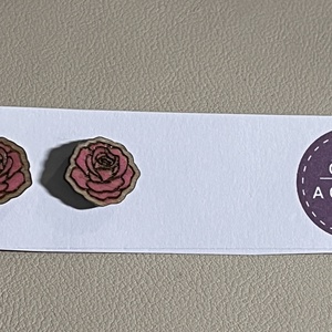 Rózsás bedugós fa fülbevaló - esküvő - ékszer - fülbevaló - Meska.hu