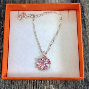 Ezüst Cirkónia Cseresznyevirág nyaklánc - ékszer - nyaklánc - medálos nyaklánc - Meska.hu