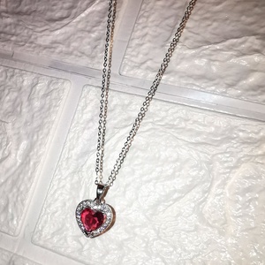 Pink szív cirkónia nyaklánc - Meska.hu