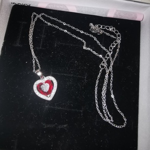 Pink szív cirkónia nyaklánc - ékszer - nyaklánc - medálos nyaklánc - Meska.hu