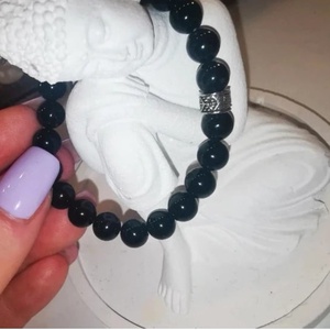 100% Fekete ásvány uniszex karkötő - ékszer - karkötő - ásványkarkötő - Meska.hu