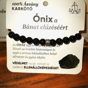 100% Fekete ásvány uniszex karkötő - Meska.hu