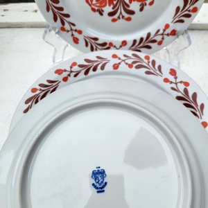 Alföldi porcelán_barna-piros népies kistányér szett - otthon & életmód - konyhafelszerelés, tálalás - tálalás - tányér & étkészlet - Meska.hu