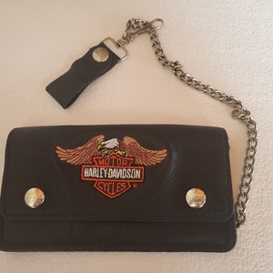 Vintage, Harley Davidson motoros, bőr, láncos pénztárca - Meska.hu