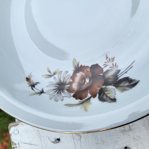 Alföldi porcelán_barna virágos tányérszett - otthon & életmód - konyhafelszerelés, tálalás - tálalás - tányér & étkészlet - Meska.hu