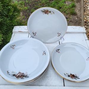 Alföldi porcelán_barna virágos tányérszett, Otthon & Életmód, Konyhafelszerelés, tálalás, Tálalás, Tányér & Étkészlet, , MESKA