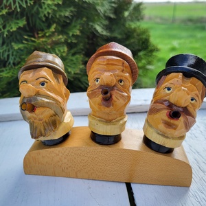 Vintage, régi, fából faragott palackdugó és italkiöntő készlet_ritkaság!, Otthon & Életmód, Konyhafelszerelés, tálalás, Italos kellékek, Sörnyitó, Famegmunkálás, MESKA