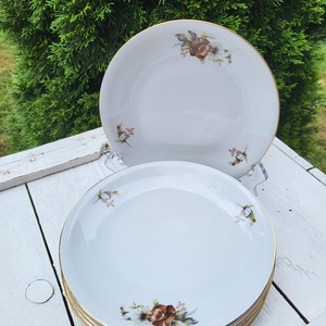 Alföldi porcelán_barna virágos kistányér készlet, Otthon & Életmód, Konyhafelszerelés, tálalás, Tálalás, Tányér & Étkészlet, , MESKA