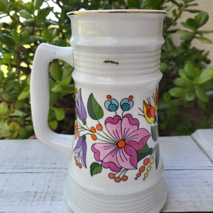Kalocsai porcelán_kézzel festett söröskorsó - otthon & életmód - konyhafelszerelés, tálalás - tálalás - sörös pohár és korsó - Meska.hu