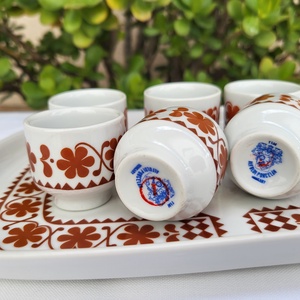 Alföldi porcelán_Pálinkáspohár készlet tálcával - otthon & életmód - konyhafelszerelés, tálalás - tálalás - pálinkás poharak, szettek - Meska.hu