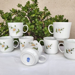 Alföldi porcelán_Margarétás, teás, hosszú kávés csészeszett 7 db-os - Meska.hu
