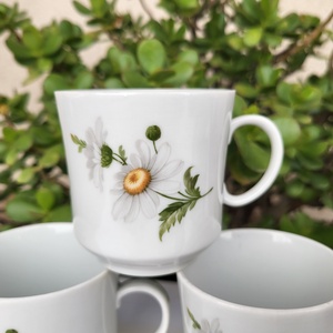Alföldi porcelán_Margarétás, teás, hosszú kávés csészeszett 7 db-os - otthon & életmód - konyhafelszerelés, tálalás - tálalás - bögre & csésze - Meska.hu