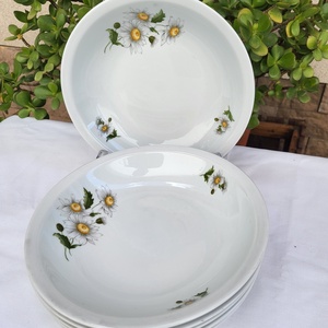 Alföldi porcelán_margarétás mélytányér szett_6 db-os - Meska.hu