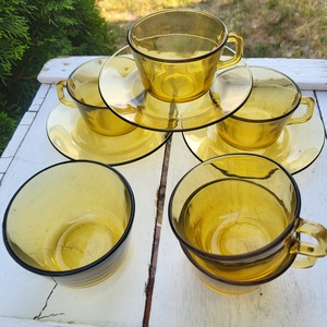Vintage, Pyrex France borostyánszínű teáscsésze szett készletpótlásra, Otthon & Életmód, Konyhafelszerelés, tálalás, Tálalás, Bögre & Csésze, , MESKA
