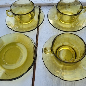 Vintage, Pyrex France borostyánsárga kávéscsésze szett készletpótlásra - Meska.hu