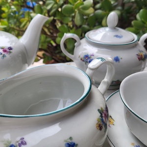 Hollóházi porcelán_Mid century teás készlet_kézzel festett_'50-'60-as évek - otthon & életmód - konyhafelszerelés, tálalás - tálalás - bögre & csésze - Meska.hu