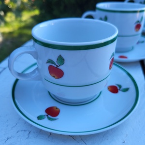 Almás, francia porcelán mokkás-kávés csészeszett - otthon & életmód - konyhafelszerelés, tálalás - tálalás - bögre & csésze - Meska.hu